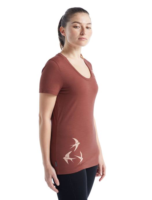 Icebreaker vrouwen merino tech lite ii scoop t-shirt met korte mouwen zwermende vormendruif XXNJ926 kleding