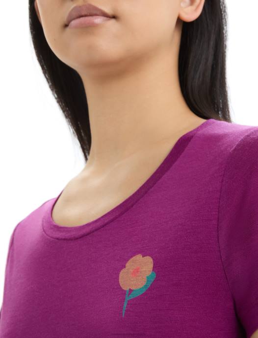 Icebreaker vrouwen merino tech lite ii t-shirt met korte mouwen lente bloemenga bes XXNJ622 kleding