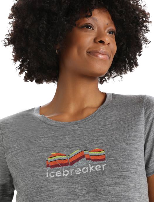 Icebreaker vrouwen merino tech lite ii t-shirt met korte mouwen mountain geologygritsteen heide XXNJ630 kleding