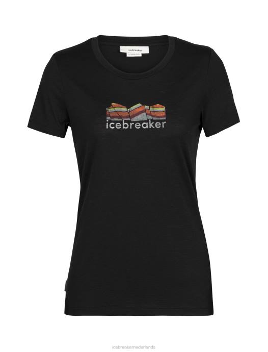 Icebreaker vrouwen merino tech lite ii t-shirt met korte mouwen mountain geologyzwart XXNJ629 kleding