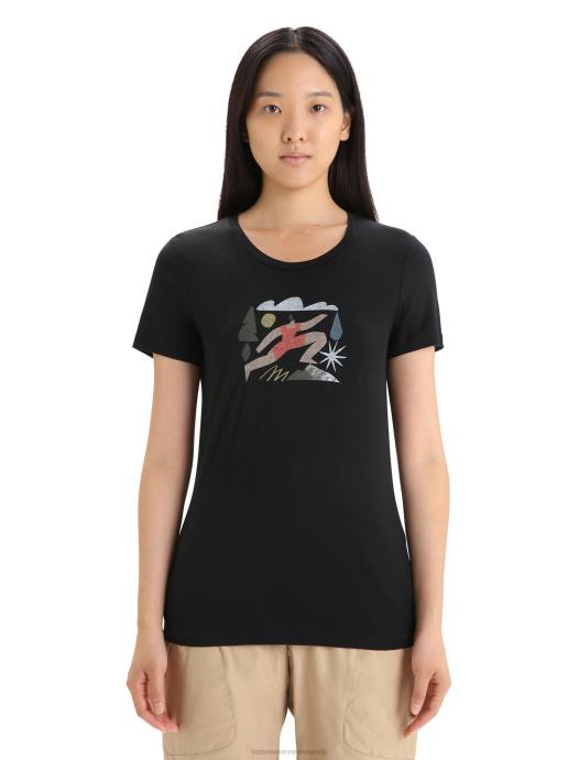 Icebreaker vrouwen merino tech lite ii t-shirt met korte mouwen voor de lentezwart XXNJ620 kleding