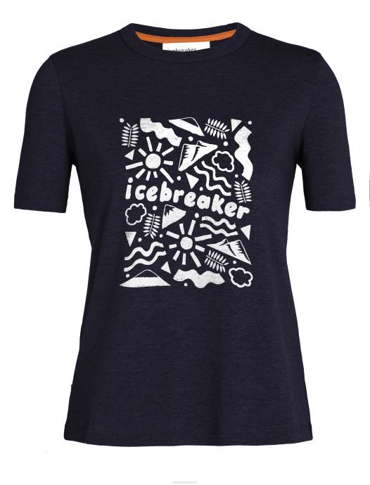 Icebreaker vrouwen tencel katoenen T-shirt met korte mouwen originsmiddernacht marine XXNJ801 kleding