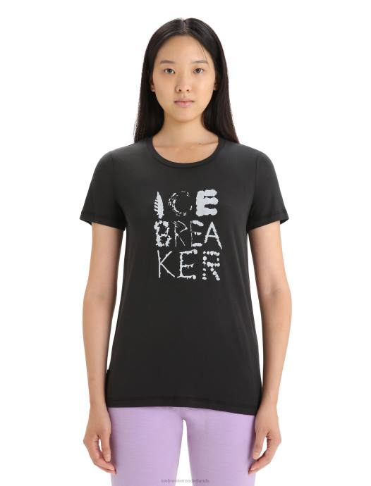 Icebreaker vrouwen tencel katoenen t-shirt met korte mouwen naturelzwart XXNJ666 kleding