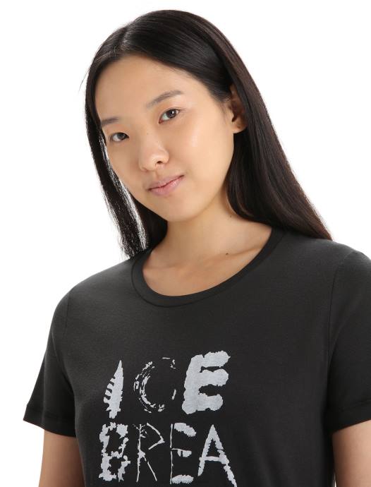 Icebreaker vrouwen tencel katoenen t-shirt met korte mouwen naturelzwart XXNJ666 kleding