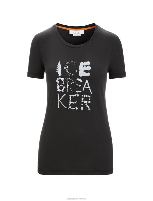 Icebreaker vrouwen tencel katoenen t-shirt met korte mouwen naturelzwart XXNJ666 kleding