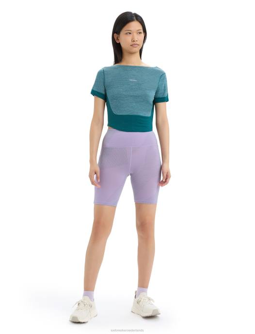 Icebreaker vrouwen zoneknit merino T-shirt met korte mouwen en ronde achterkantgroene glorie heide XXNJ668 kleding