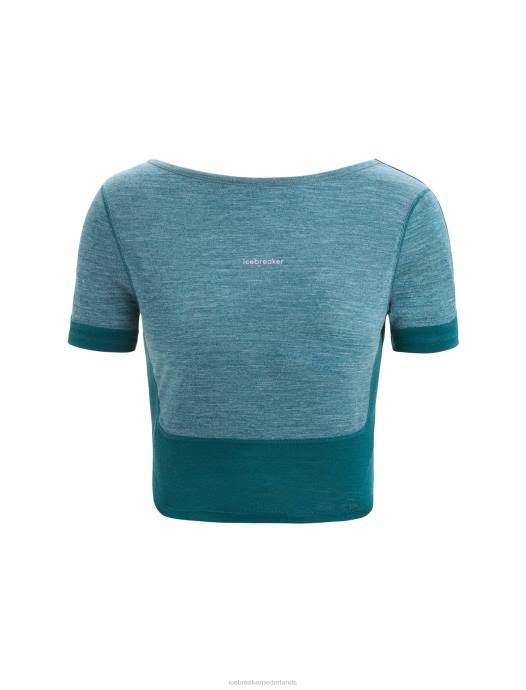 Icebreaker vrouwen zoneknit merino T-shirt met korte mouwen en ronde achterkantgroene glorie heide XXNJ668 kleding