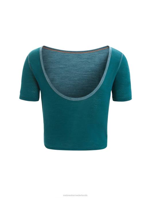 Icebreaker vrouwen zoneknit merino T-shirt met korte mouwen en ronde achterkantgroene glorie heide XXNJ668 kleding