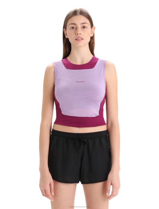 Icebreaker vrouwen zoneknit merino cropped beha-tanktoppaarse blik/go berry XXNJ648 kleding