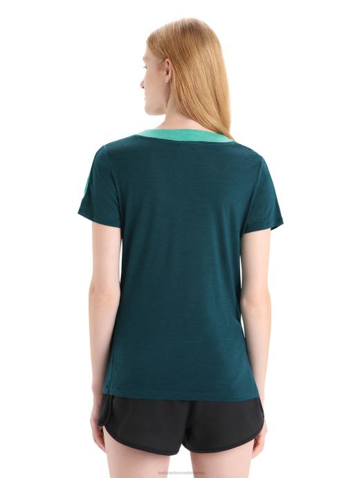 Icebreaker vrouwen zoneknit merino t-shirt met korte mouwenfrisse heide/groene glorie XXNJ658 kleding