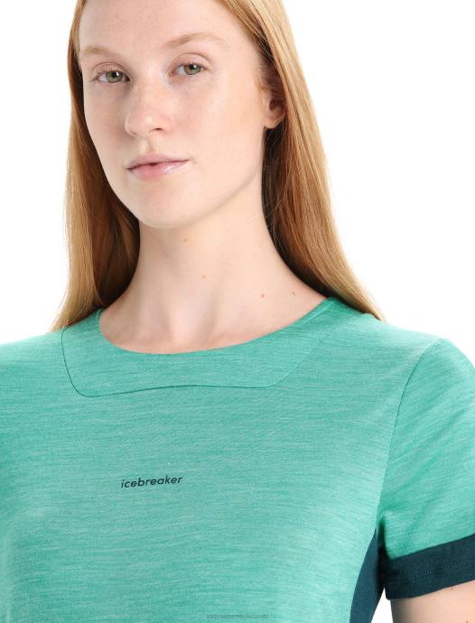 Icebreaker vrouwen zoneknit merino t-shirt met korte mouwenfrisse heide/groene glorie XXNJ658 kleding