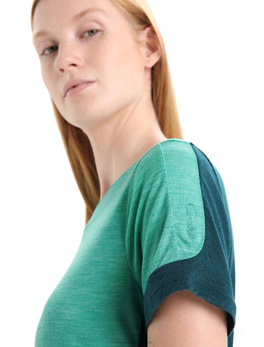 Icebreaker vrouwen zoneknit merino t-shirt met korte mouwenfrisse heide/groene glorie XXNJ658 kleding