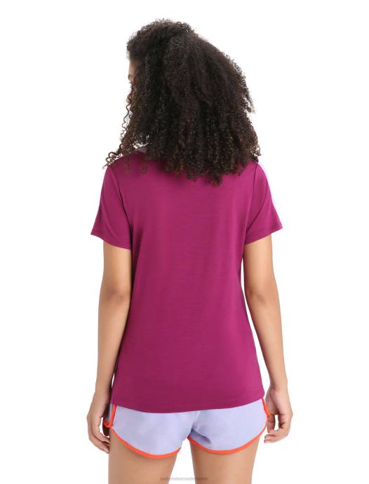 Icebreaker vrouwen zoneknit merino t-shirt met korte mouwenpaarse blik/go berry XXNJ659 kleding