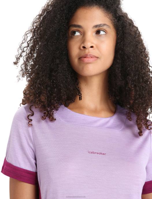 Icebreaker vrouwen zoneknit merino t-shirt met korte mouwenpaarse blik/go berry XXNJ659 kleding