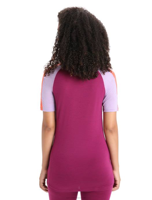 Icebreaker vrouwen 125 zoneknit merino thermotop met korte mouwen en ronde halspaarse blik/go berry XXNJ589 kleding