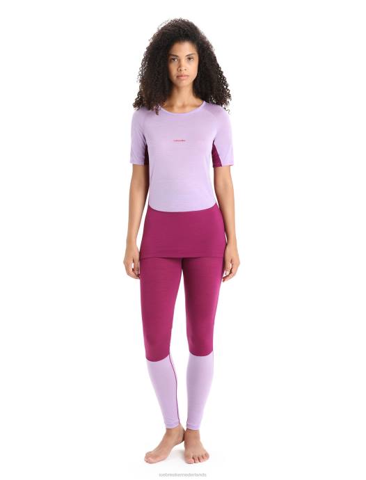 Icebreaker vrouwen 125 zoneknit merino thermotop met korte mouwen en ronde halspaarse blik/go berry XXNJ589 kleding