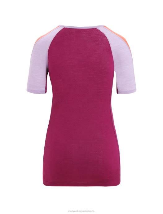 Icebreaker vrouwen 125 zoneknit merino thermotop met korte mouwen en ronde halspaarse blik/go berry XXNJ589 kleding