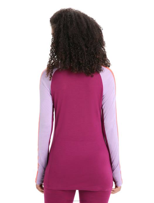 Icebreaker vrouwen 125 zoneknit merino thermotop met lange mouwen en ronde halspaarse blik/go berry XXNJ591 kleding