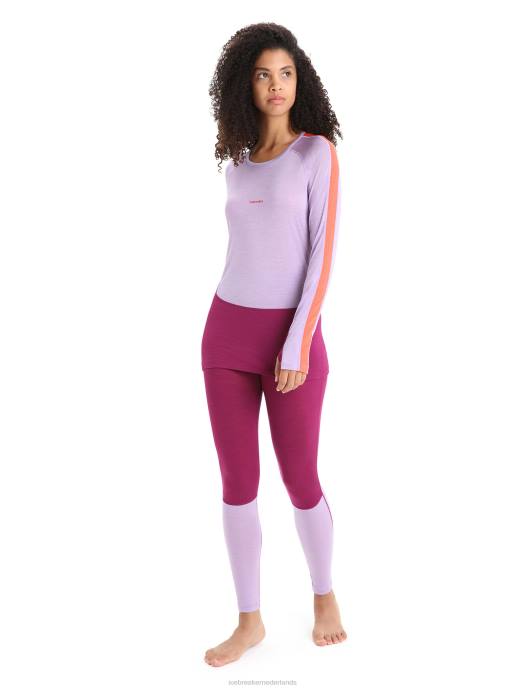 Icebreaker vrouwen 125 zoneknit merino thermotop met lange mouwen en ronde halspaarse blik/go berry XXNJ591 kleding