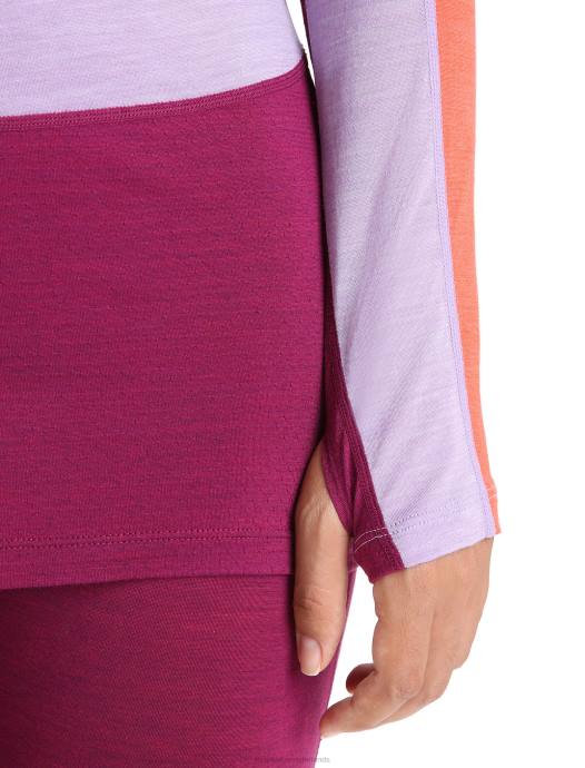 Icebreaker vrouwen 125 zoneknit merino thermotop met lange mouwen en ronde halspaarse blik/go berry XXNJ591 kleding