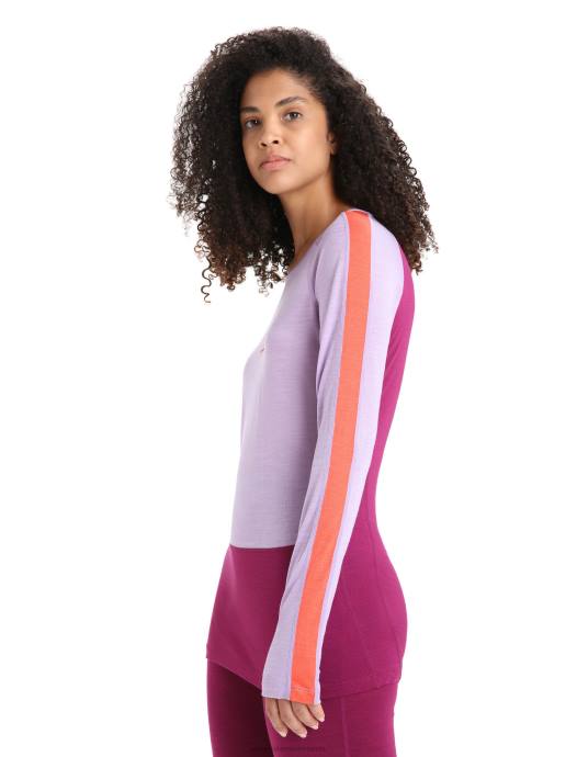 Icebreaker vrouwen 125 zoneknit merino thermotop met lange mouwen en ronde halspaarse blik/go berry XXNJ591 kleding