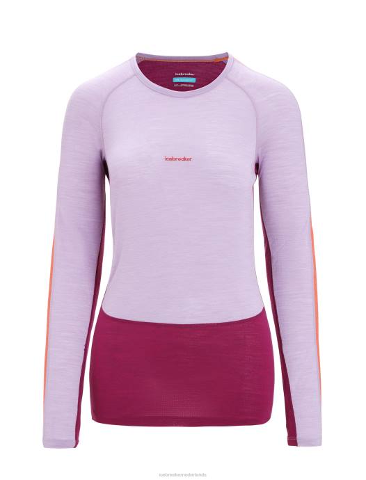 Icebreaker vrouwen 125 zoneknit merino thermotop met lange mouwen en ronde halspaarse blik/go berry XXNJ591 kleding