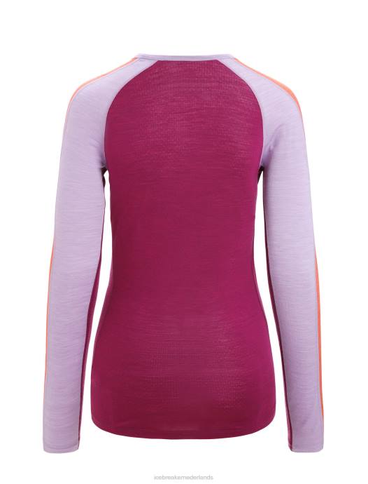 Icebreaker vrouwen 125 zoneknit merino thermotop met lange mouwen en ronde halspaarse blik/go berry XXNJ591 kleding