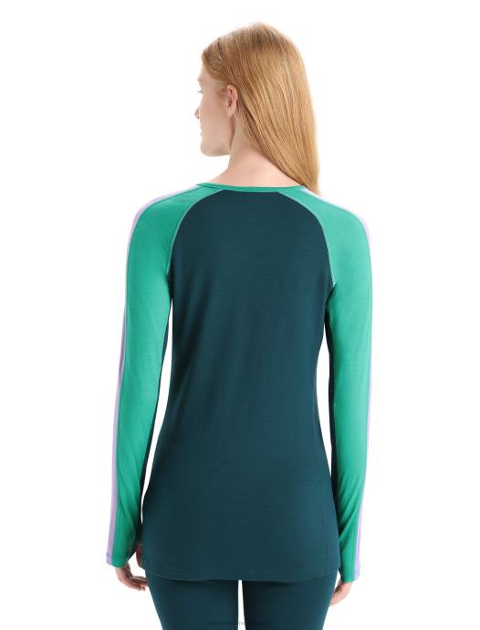 Icebreaker vrouwen 200 zoneknit merino thermotop met lange mouwen en ronde halsfrisse/groene glorie XXNJ581 kleding