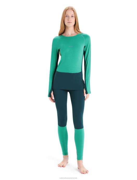 Icebreaker vrouwen 200 zoneknit merino thermotop met lange mouwen en ronde halsfrisse/groene glorie XXNJ581 kleding