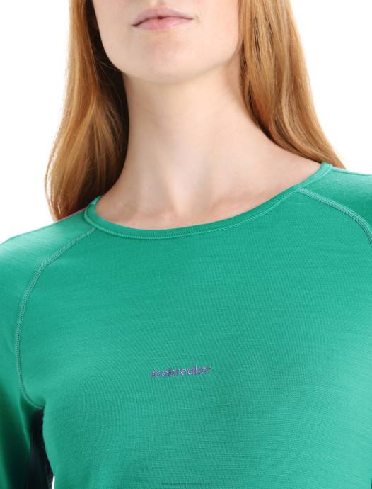 Icebreaker vrouwen 200 zoneknit merino thermotop met lange mouwen en ronde halsfrisse/groene glorie XXNJ581 kleding