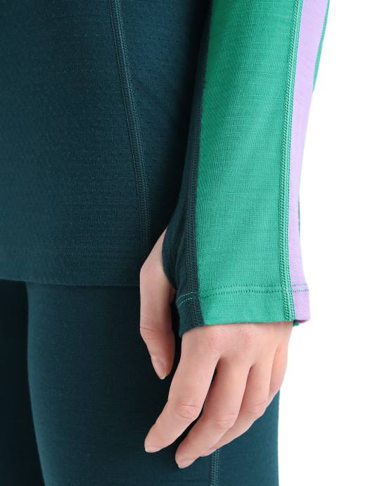 Icebreaker vrouwen 200 zoneknit merino thermotop met lange mouwen en ronde halsfrisse/groene glorie XXNJ581 kleding