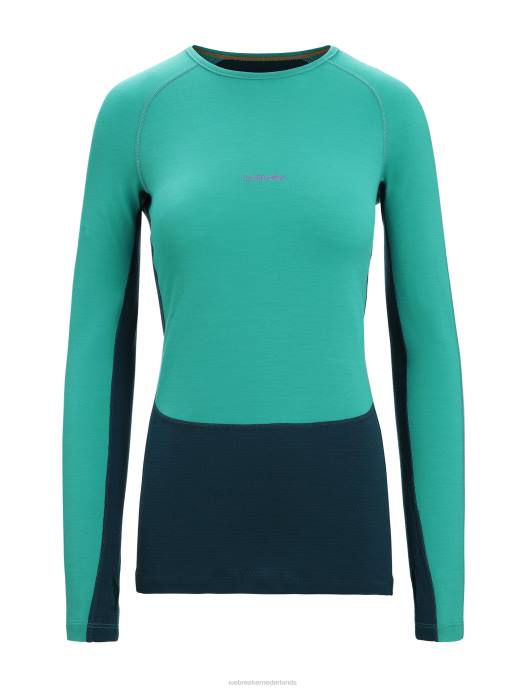 Icebreaker vrouwen 200 zoneknit merino thermotop met lange mouwen en ronde halsfrisse/groene glorie XXNJ581 kleding