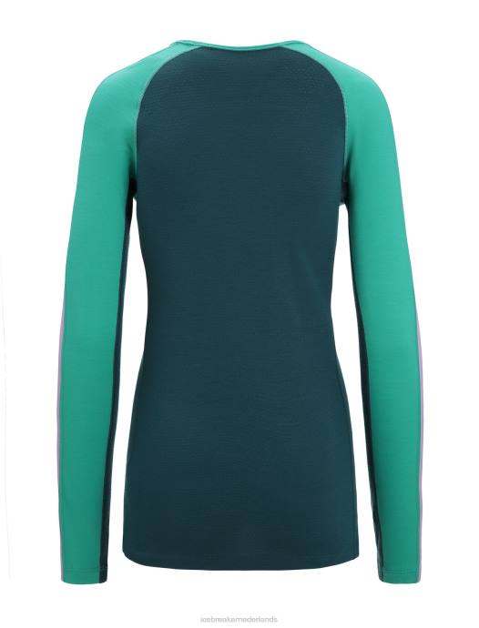 Icebreaker vrouwen 200 zoneknit merino thermotop met lange mouwen en ronde halsfrisse/groene glorie XXNJ581 kleding