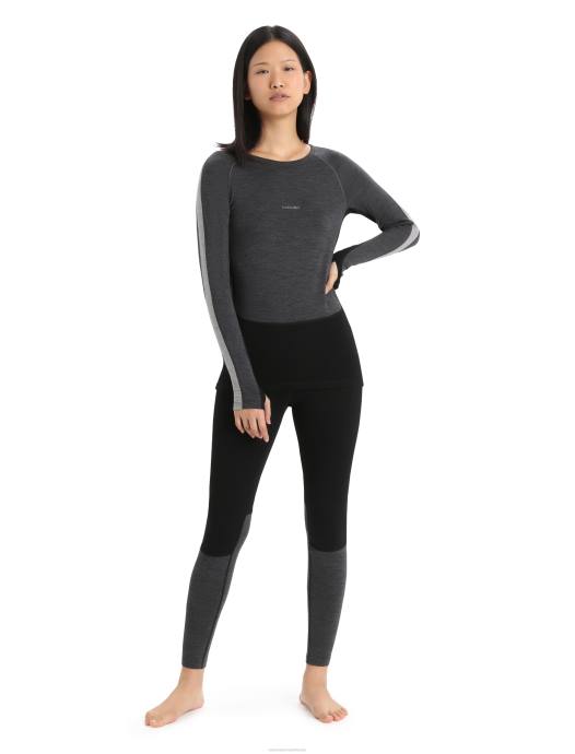 Icebreaker vrouwen 200 zoneknit merino thermotop met lange mouwen en ronde halsjet heide/zwart XXNJ580 kleding