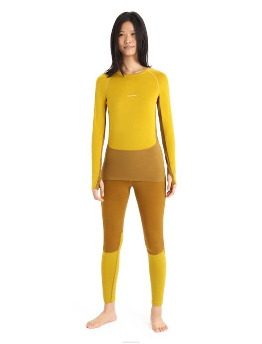 Icebreaker vrouwen 200 zoneknit merino thermotop met lange mouwen en ronde halsstil goud/kruidnagel XXNJ877 kleding