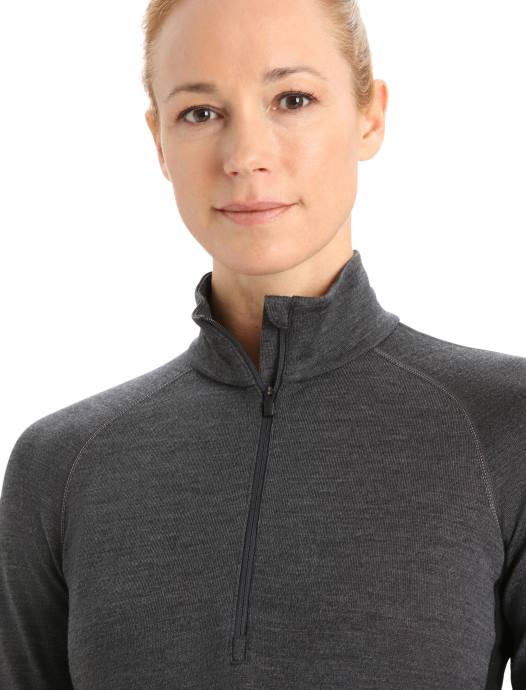 Icebreaker vrouwen 260 zoneknit merino thermische top met lange mouwen en halve ritsjet heide/zwart XXNJ596 kleding