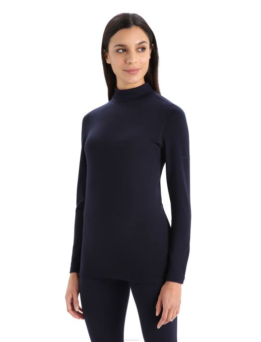 Icebreaker vrouwen Merino 260 tech thermisch topje met lange mouwen en coltruimiddernacht marine XXNJ585 kleding