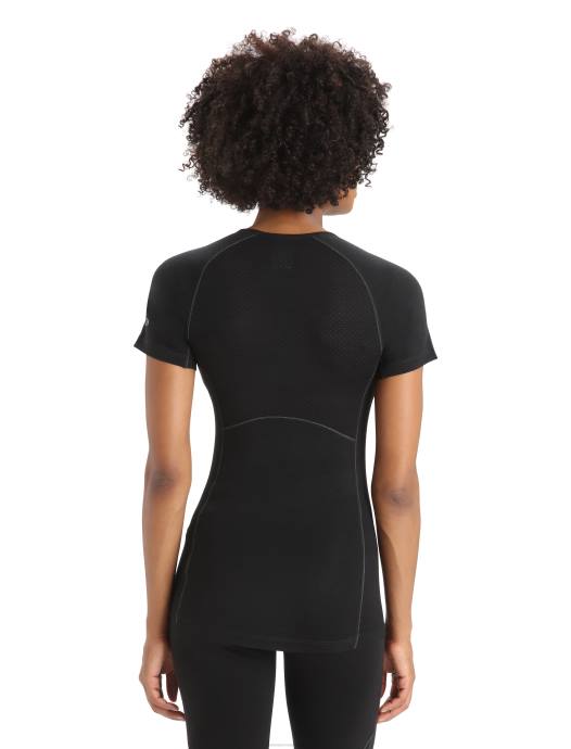 Icebreaker vrouwen bodyfitzone merino 150 zone thermotop met korte mouwen en ronde halszwart XXNJ567 kleding