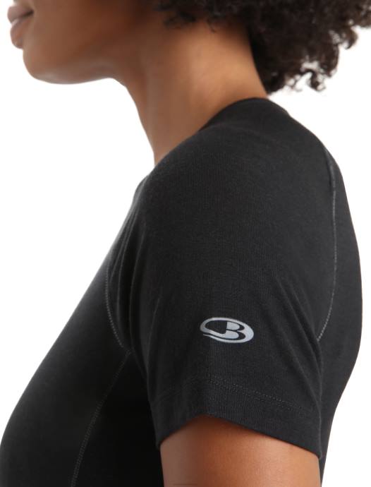 Icebreaker vrouwen bodyfitzone merino 150 zone thermotop met korte mouwen en ronde halszwart XXNJ567 kleding