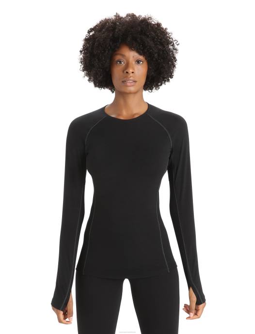 Icebreaker vrouwen bodyfitzone merino 150 zone thermotop met lange mouwen en ronde halszwart XXNJ794 kleding