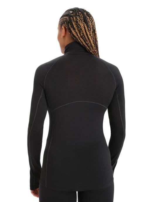 Icebreaker vrouwen bodyfitzone merino 200 zone thermische top met lange mouwen en halve ritszwart XXNJ805 kleding