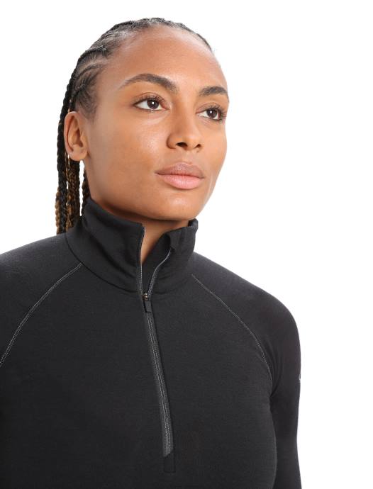 Icebreaker vrouwen bodyfitzone merino 200 zone thermische top met lange mouwen en halve ritszwart XXNJ805 kleding