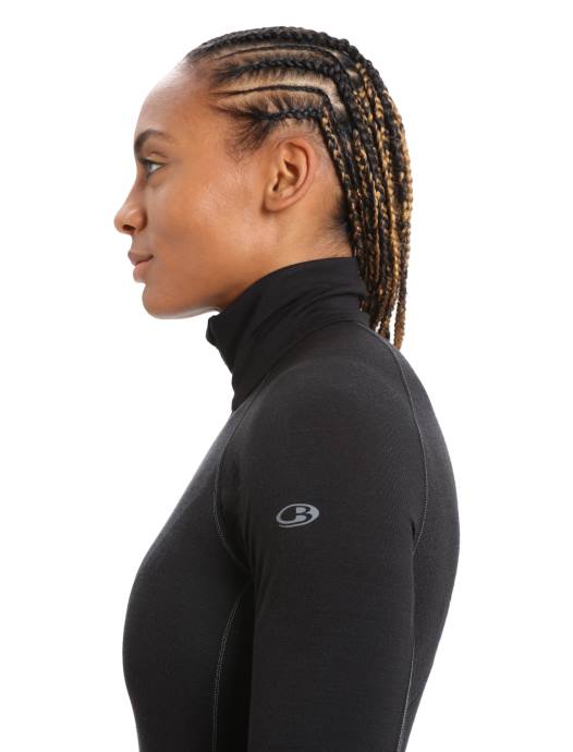 Icebreaker vrouwen bodyfitzone merino 200 zone thermische top met lange mouwen en halve ritszwart XXNJ805 kleding