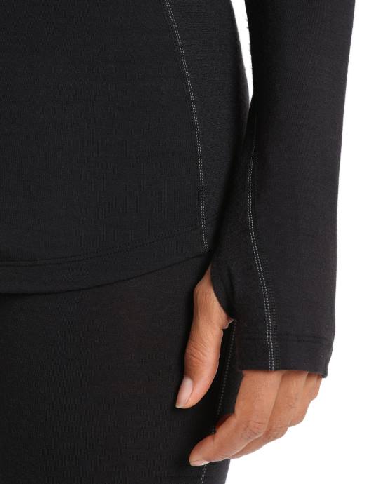 Icebreaker vrouwen bodyfitzone merino 200 zone thermische top met lange mouwen en halve ritszwart XXNJ805 kleding