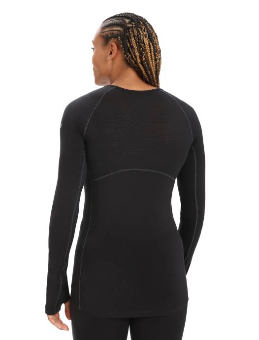 Icebreaker vrouwen bodyfitzone merino 200 zone thermische top met lange mouwen en ronde halszwart XXNJ862 kleding