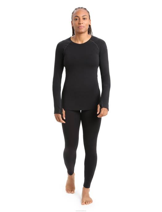 Icebreaker vrouwen bodyfitzone merino 200 zone thermische top met lange mouwen en ronde halszwart XXNJ862 kleding