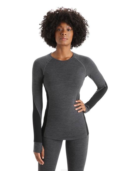 Icebreaker vrouwen bodyfitzone merino 260 zone lange mouw crewe thermische topjet heide/zwart XXNJ870 kleding