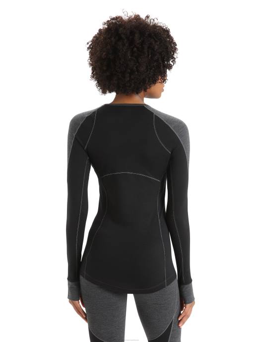 Icebreaker vrouwen bodyfitzone merino 260 zone lange mouw crewe thermische topjet heide/zwart XXNJ870 kleding