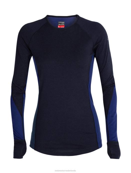 Icebreaker vrouwen bodyfitzone merino 260 zone lange mouw crewe thermische topmiddernacht marine/koninklijke marine XXNJ871 kleding