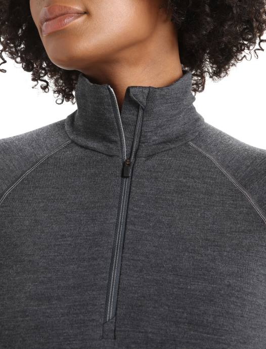 Icebreaker vrouwen bodyfitzone merino 260 zone thermische top met lange mouwen en halve ritsjet heide/zwart XXNJ845 kleding